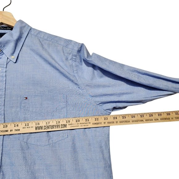 Tommy Hilfiger Mens Light Blue Cotton Button-Down Shirt L Casual Long Sleeve - Picture 6 of 9